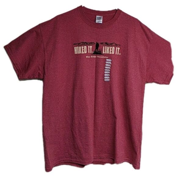 NEW Hiked It! Blue Ridge Mountain Shirt Unisex X-Large Red Tee Outdoor Travel XL - Picture 1 of 8